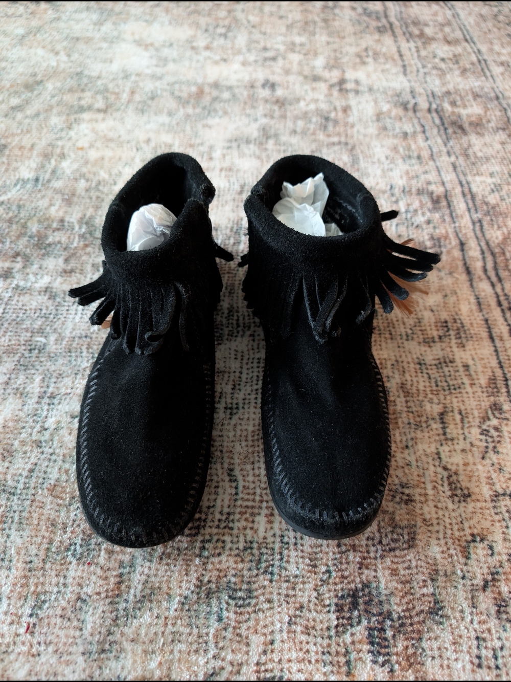 Minnetonka Black Suede Moccasin Shoe